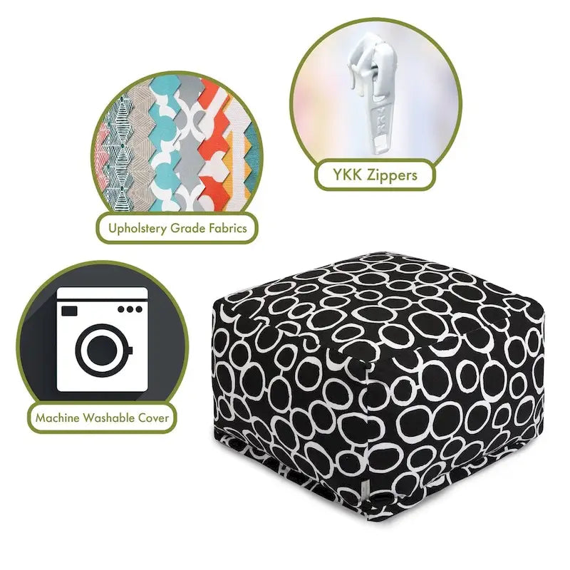 Indoor Fusion Cotton Ottoman Pouf 27 in L x 27 in W x 17 in H