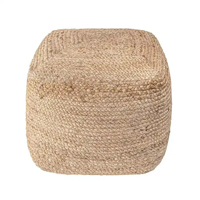 Nuloom Cork Braided Solid Jute Ottoman Pouf