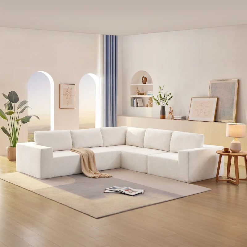 Modular L Shaped Sectional Sofa,Luxury Floor Couch Set,Upholstered Indoor Furniture,Foam-Filled Sleeper Sofa Bed