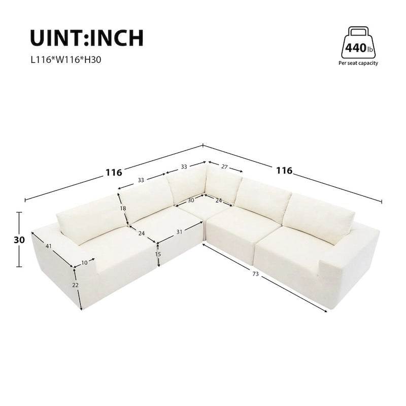 Modular L Shaped Sectional Sofa,Luxury Floor Couch Set,Upholstered Indoor Furniture,Foam-Filled Sleeper Sofa Bed
