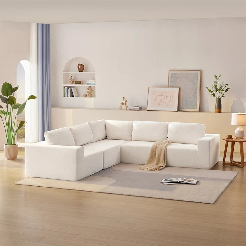 Modular L Shaped Sectional Sofa,Luxury Floor Couch Set,Upholstered Indoor Furniture,Foam-Filled Sleeper Sofa Bed