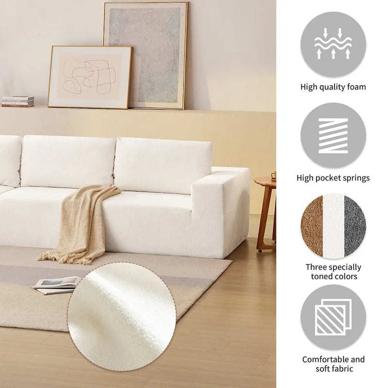 Modular L Shaped Sectional Sofa,Luxury Floor Couch Set,Upholstered Indoor Furniture,Foam-Filled Sleeper Sofa Bed