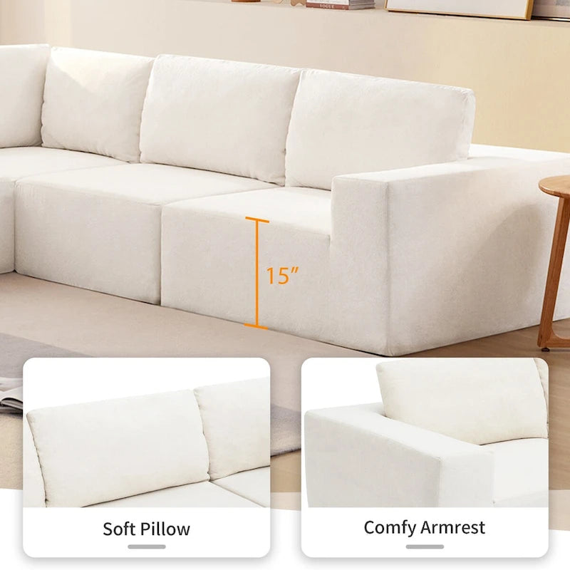 Modular L Shaped Sectional Sofa,Luxury Floor Couch Set,Upholstered Indoor Furniture,Foam-Filled Sleeper Sofa Bed
