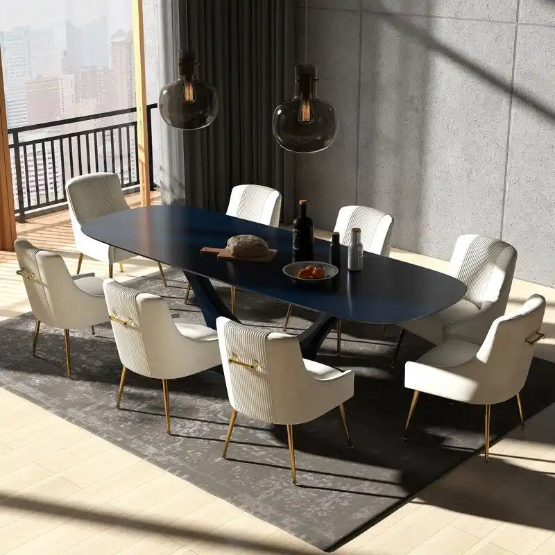 Modern Glam Velvet Dining Chair Set of 8 for Dining Room, Tufted Vanity Chair for Living Room (no table)