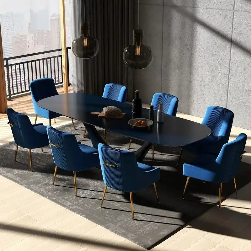 Modern Glam Velvet Dining Chair Set of 8 for Dining Room, Tufted Vanity Chair for Living Room (no table)