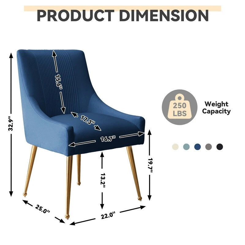 Modern Glam Velvet Dining Chair Set of 8 for Dining Room, Tufted Vanity Chair for Living Room (no table)