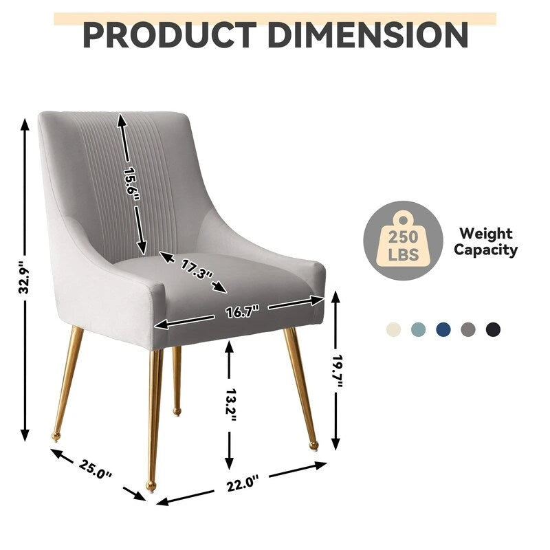 Modern Glam Velvet Dining Chair Set of 8 for Dining Room, Tufted Vanity Chair for Living Room (no table)